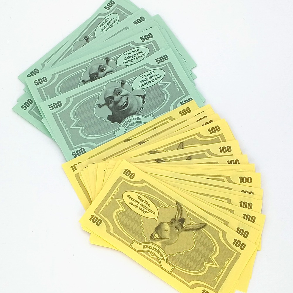 Operation Shrek Edition Replacement Pieces 50 bills $500 & $100 money 2004